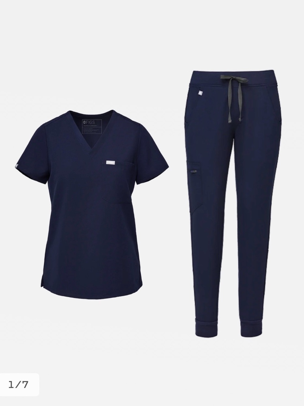 NWT FIGS Navy Scrub Set S Petite Catarina Top + Zamora Joggers